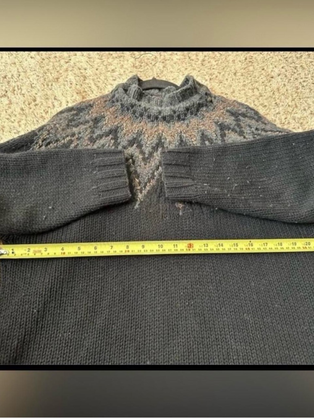 Vintage Perry Ellis Men's Mock neck Nordic Sweater Hand Knit Wool Blend FairIsle - Picture 7 of 7